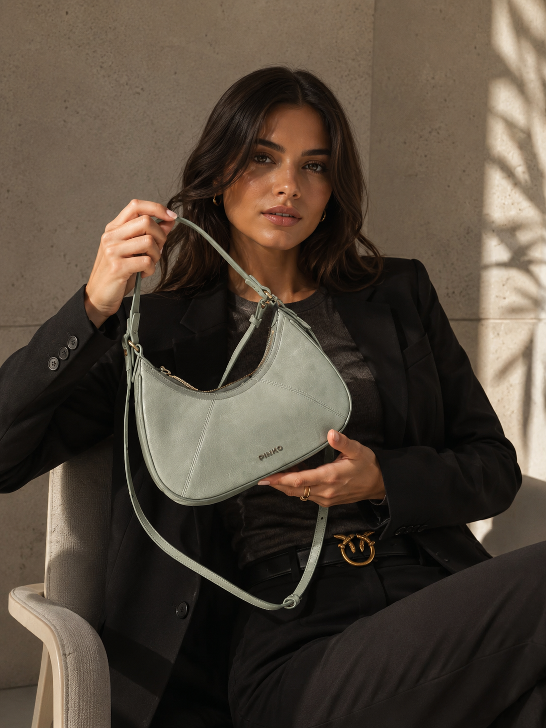 Cartera Pinko shoulderbag Suede gamuza Mediana verde Pinko