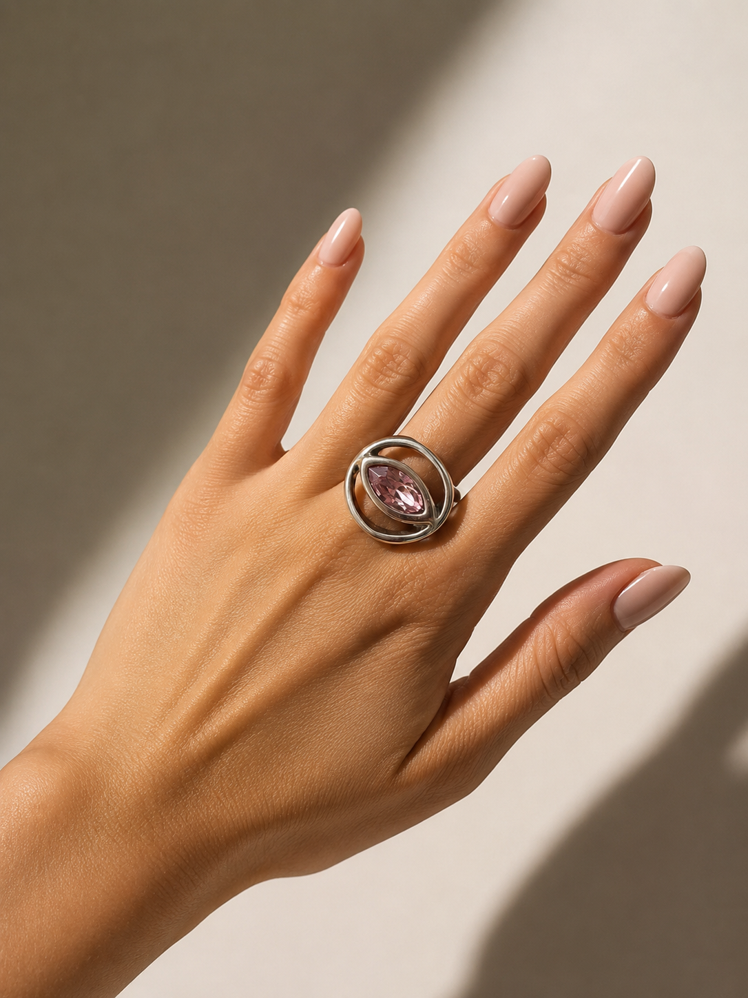 Anillo Uno de 50 Piedra rosa amatista Ojo de la protección UNOde50