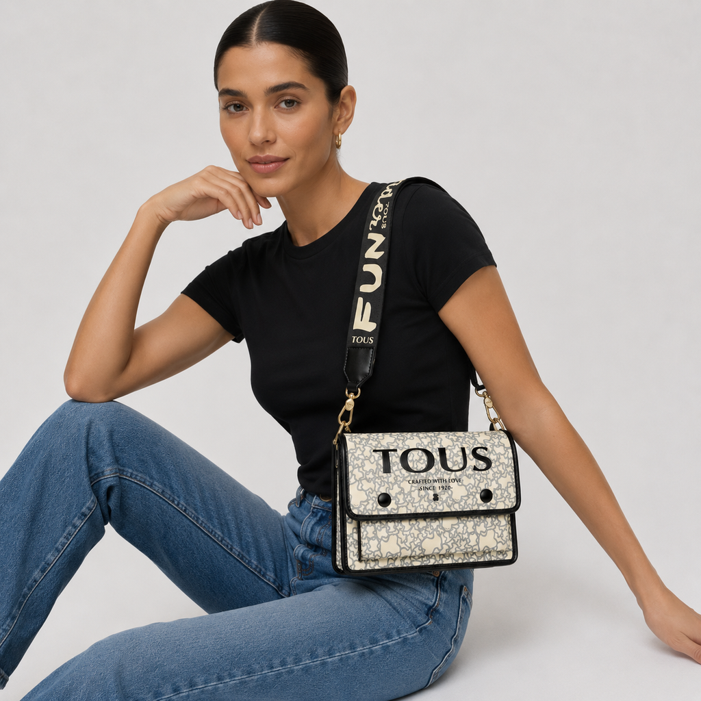Cartera Tous Audree vainilla con Negro kaos Tous