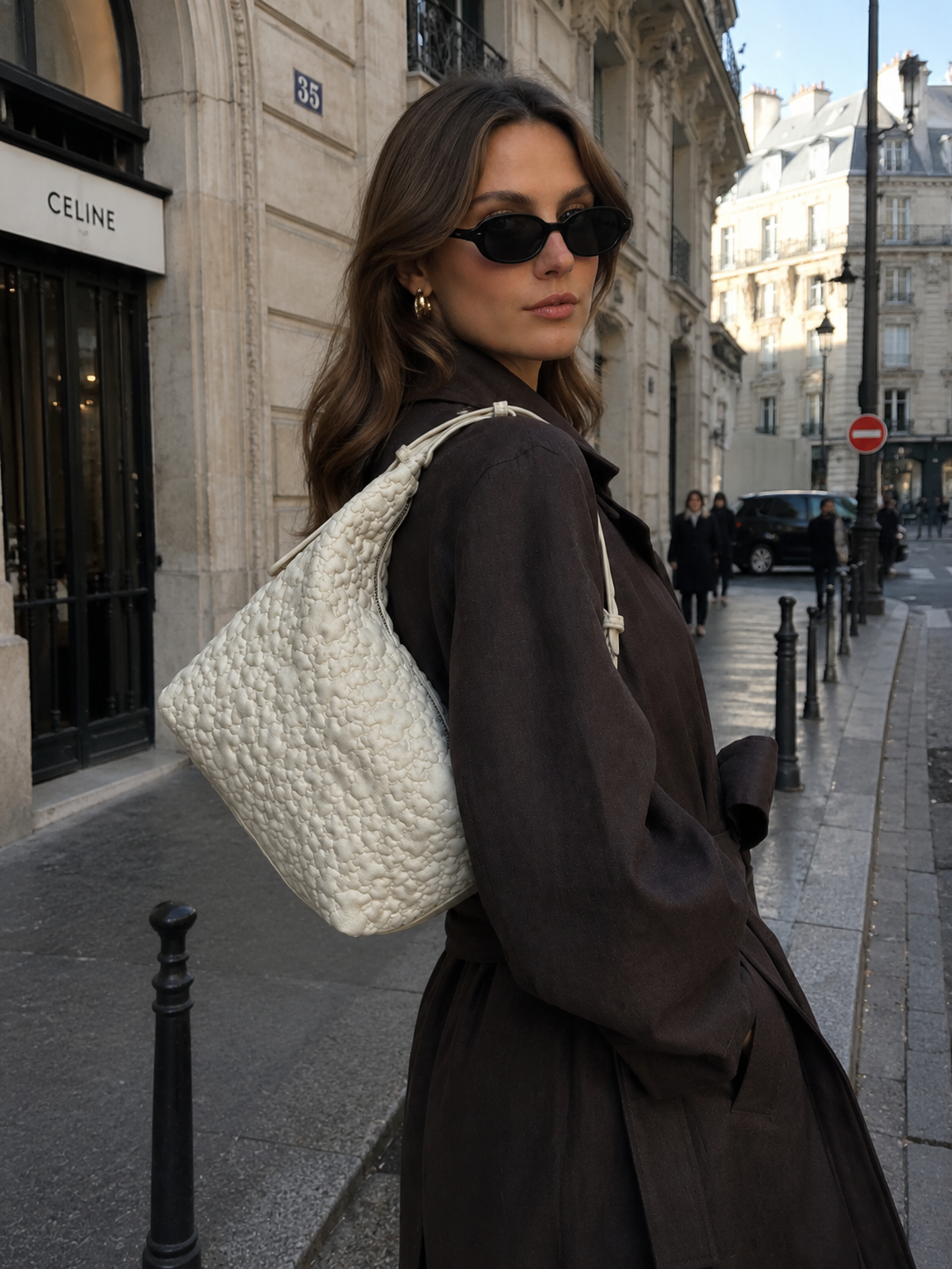 Cartera Tous hobo puffy bear mediano Crema Tous