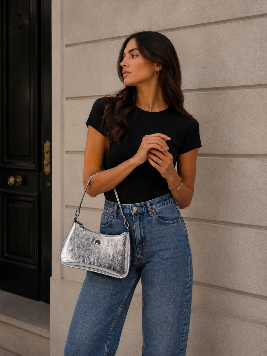 Cartera Kate Spade Shoulderbag Kayla Mediana Cuero Plateado Kate Spade