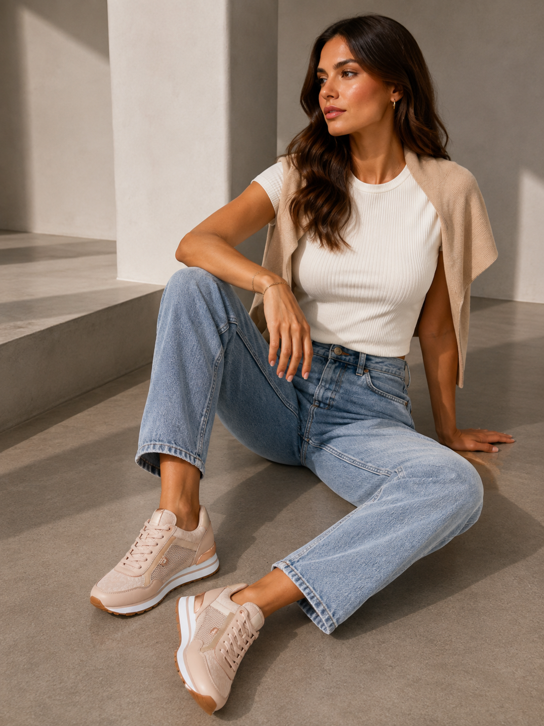 Zapatillas Michael Kors Maddy rosado letras lado rosegold brillante Michael Kors