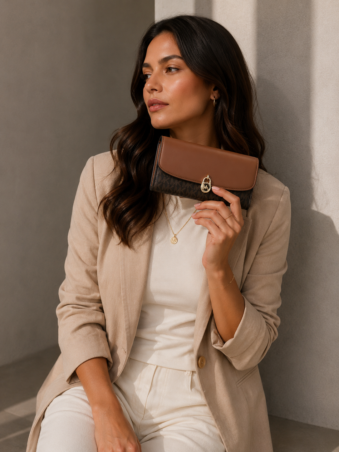 Billetera Michael Kors monograma Cafe Michael Kors
