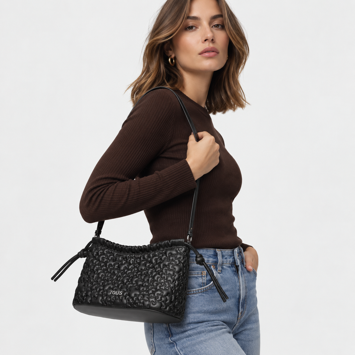 Cartera Tous Bandolera mediana puffy bear negro Tous