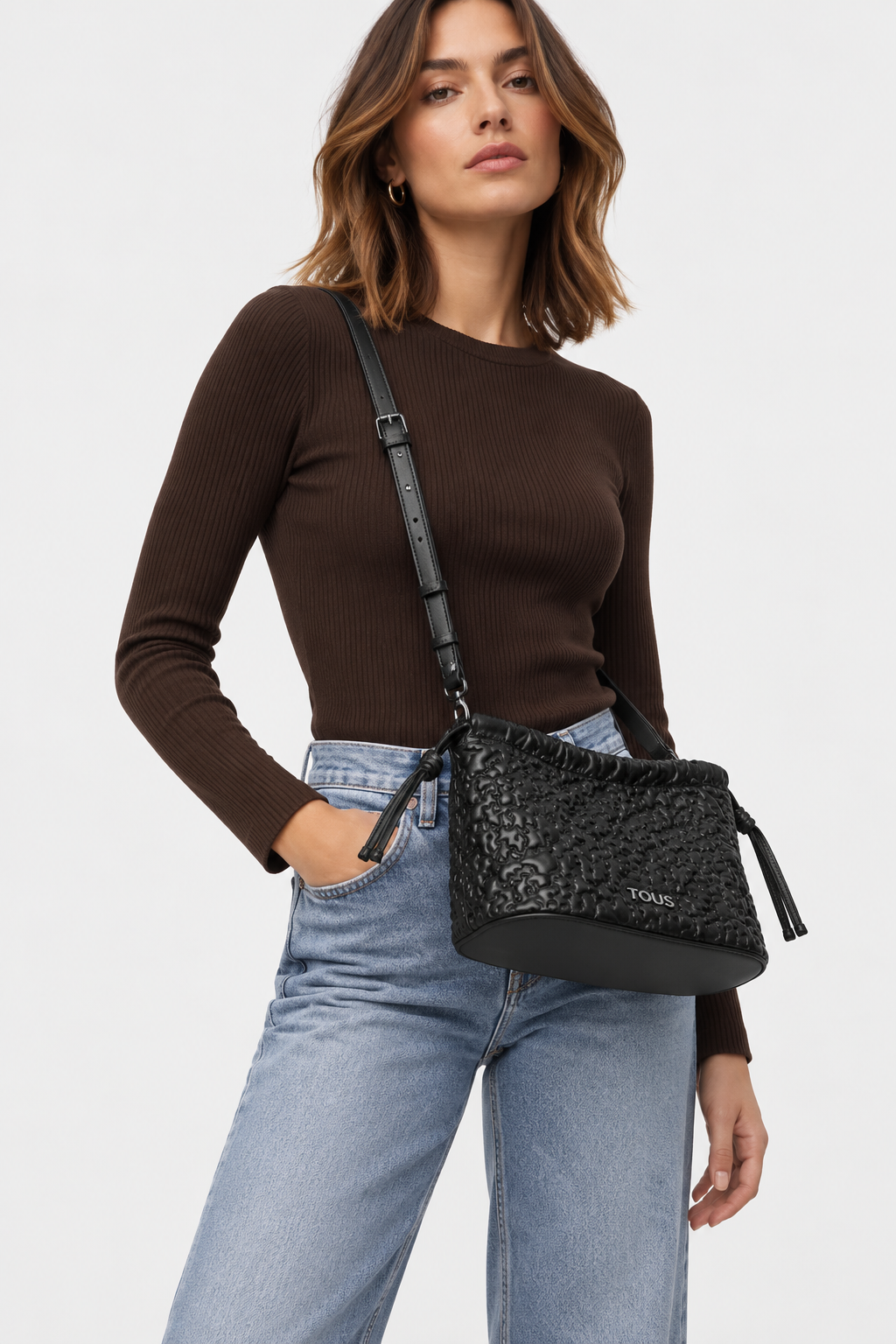 Cartera Tous Bandolera mediana puffy bear negro Tous