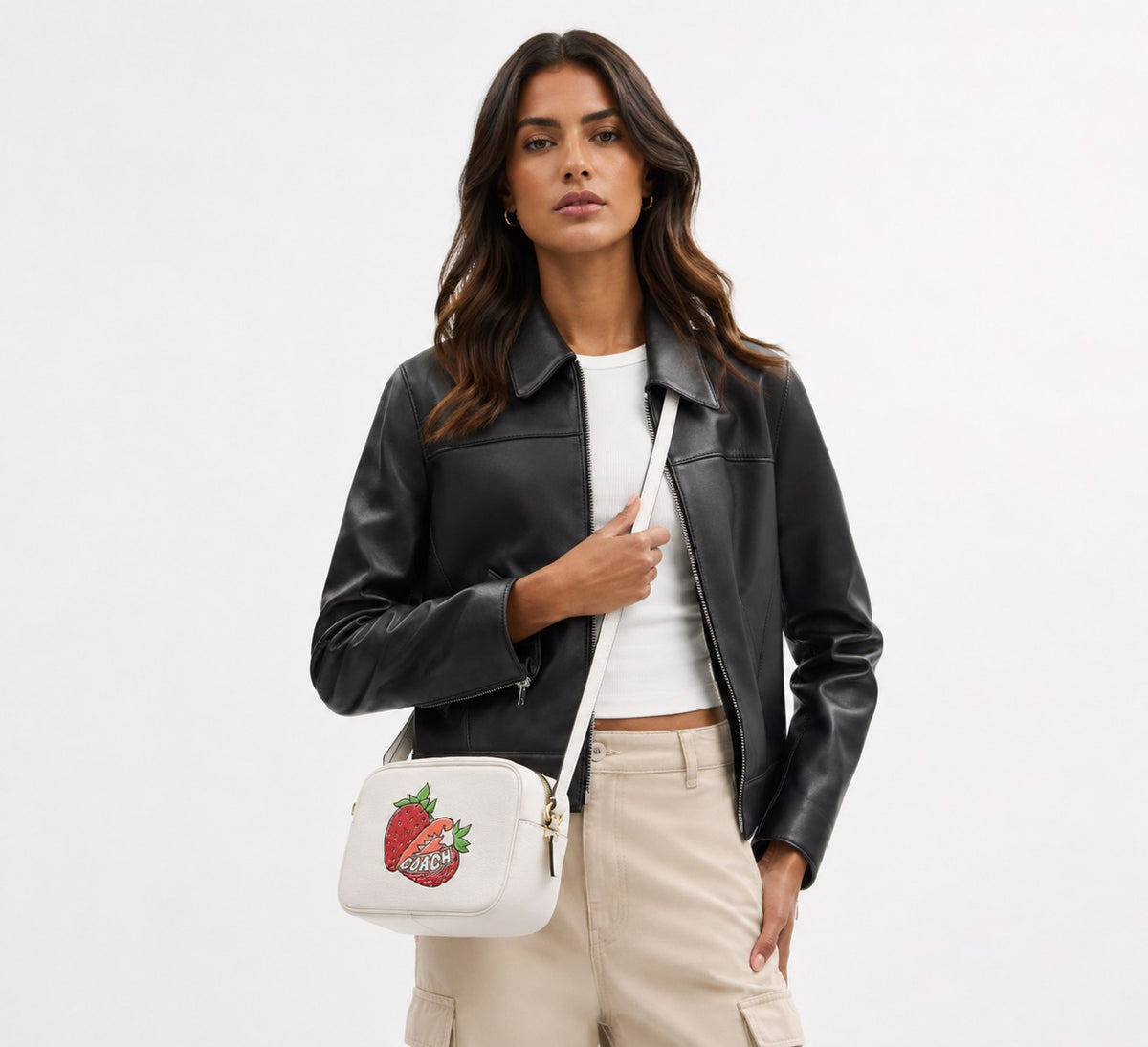 Cartera Coach rectangular Frutillas blancas