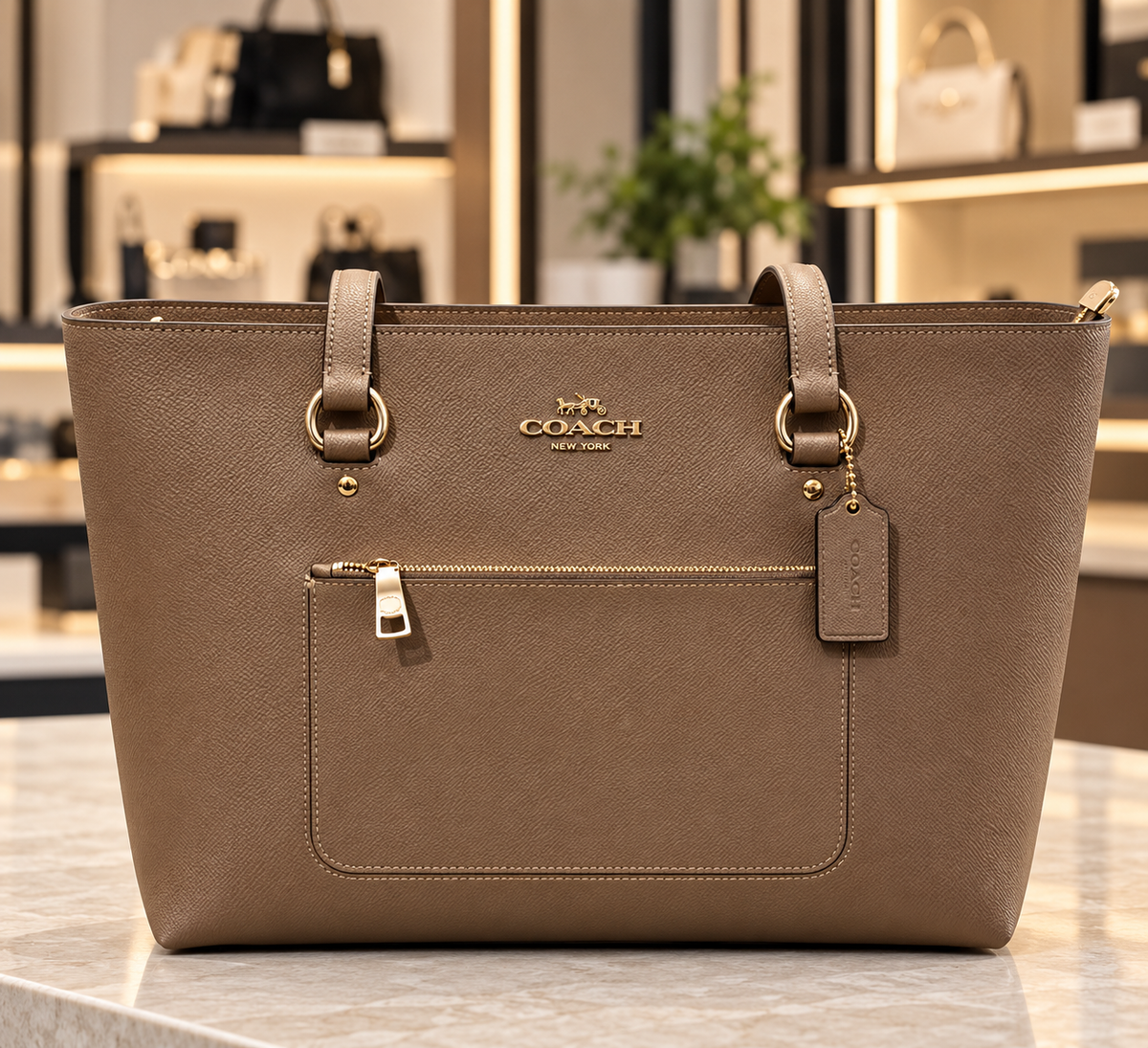 Cartera Coach Station Tote Taupe Coach