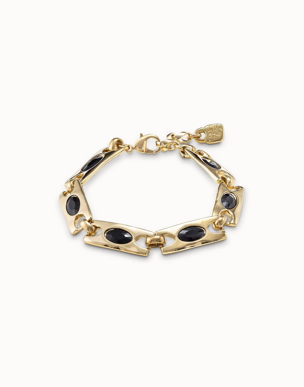 Pulsera Uno de 50 The Crown Baño de Oro con Cristales Negros