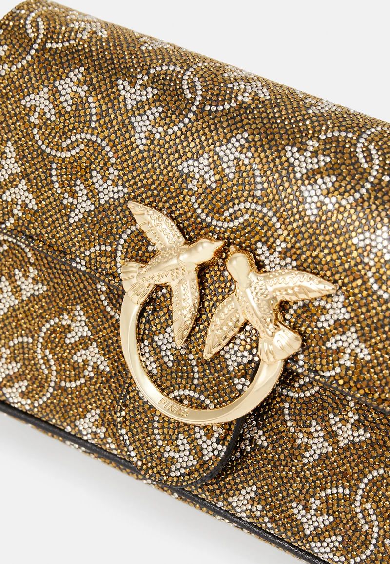 Cartera Pinko Love One Mini Light Dorado con Plateado