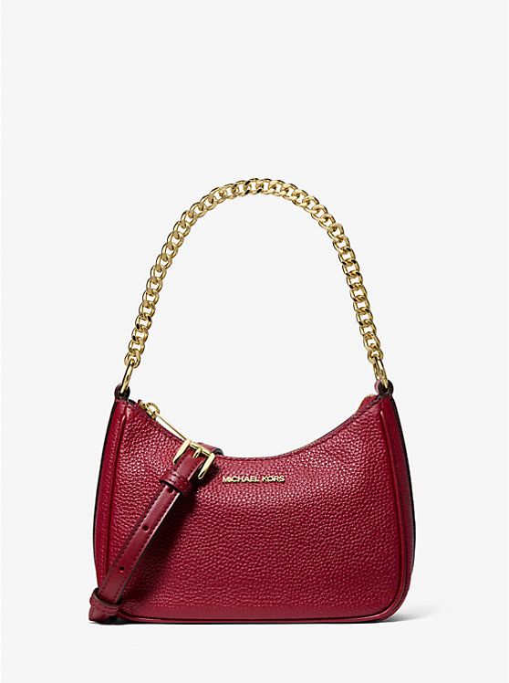Cartera Michael Kors pequeña cuero rugoso con cadena roja