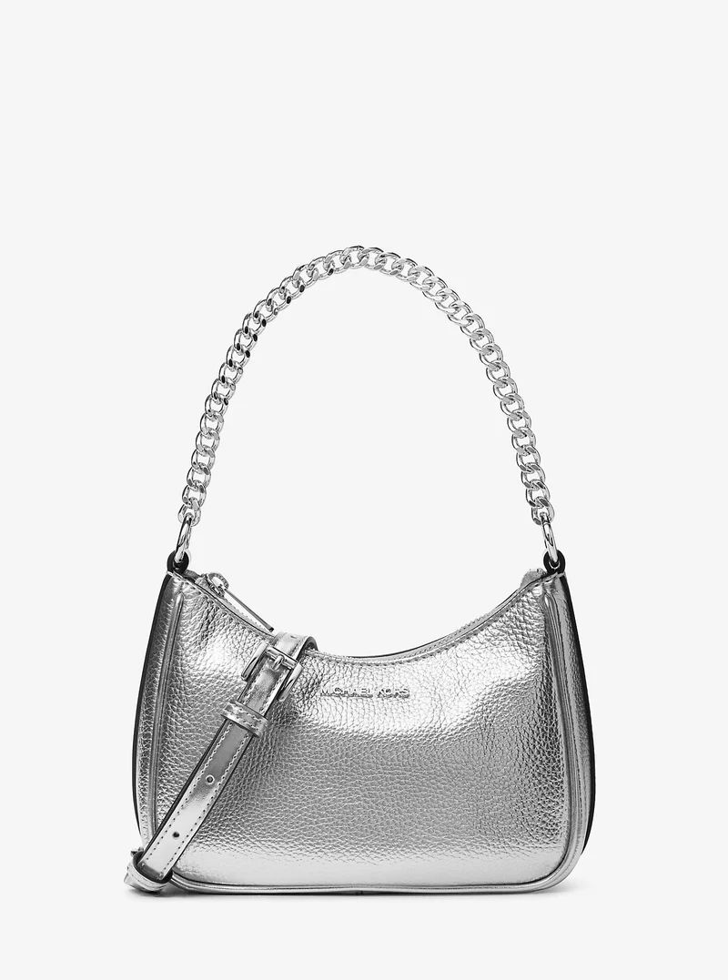 Cartera Michael Kors pequeña cuero rugoso con cadena plateada