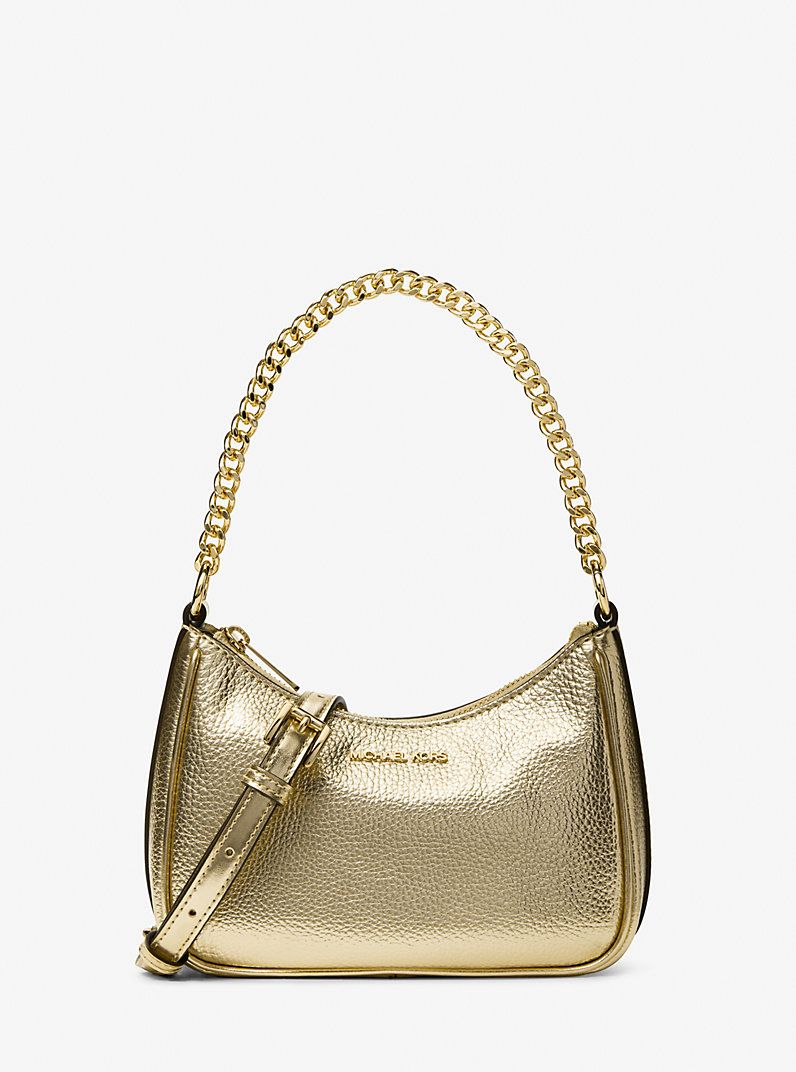 Cartera Michael Kors pequeña cuero rugoso con cadena Dorado