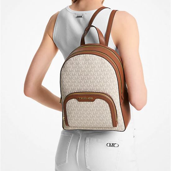 Mochila Michael Kors Jaycee Mediana monograma Vainilla