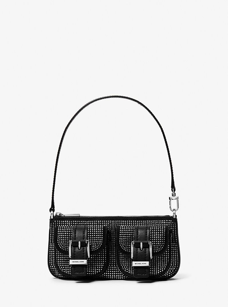 Cartera Michael Kors brillos Zoe Negro brillos plateados