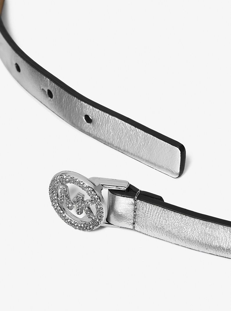 Cinturon Michael Kors plateado hebilla circones