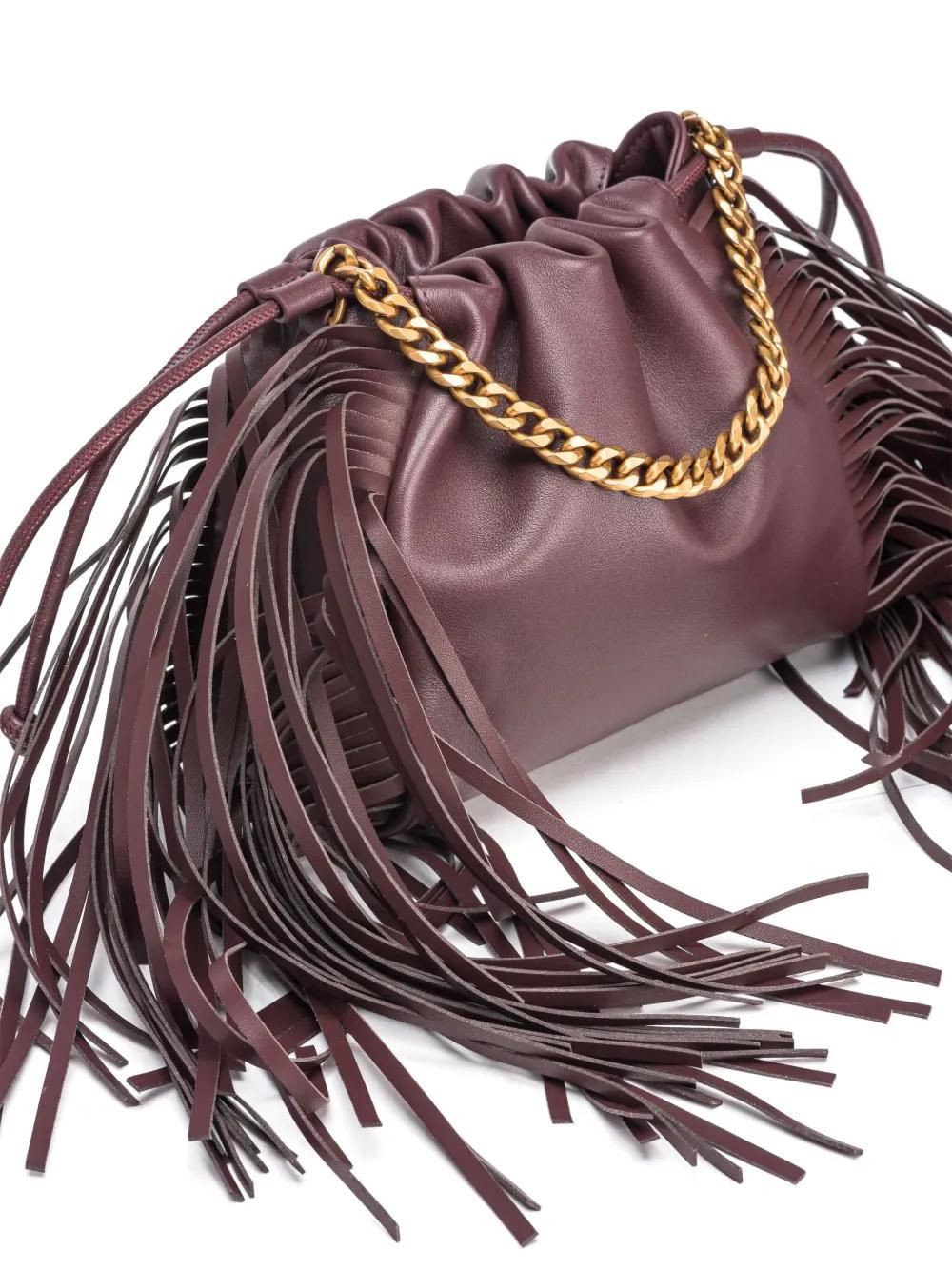Cartera Pinko Bombonera con flecos Cuero burdeo