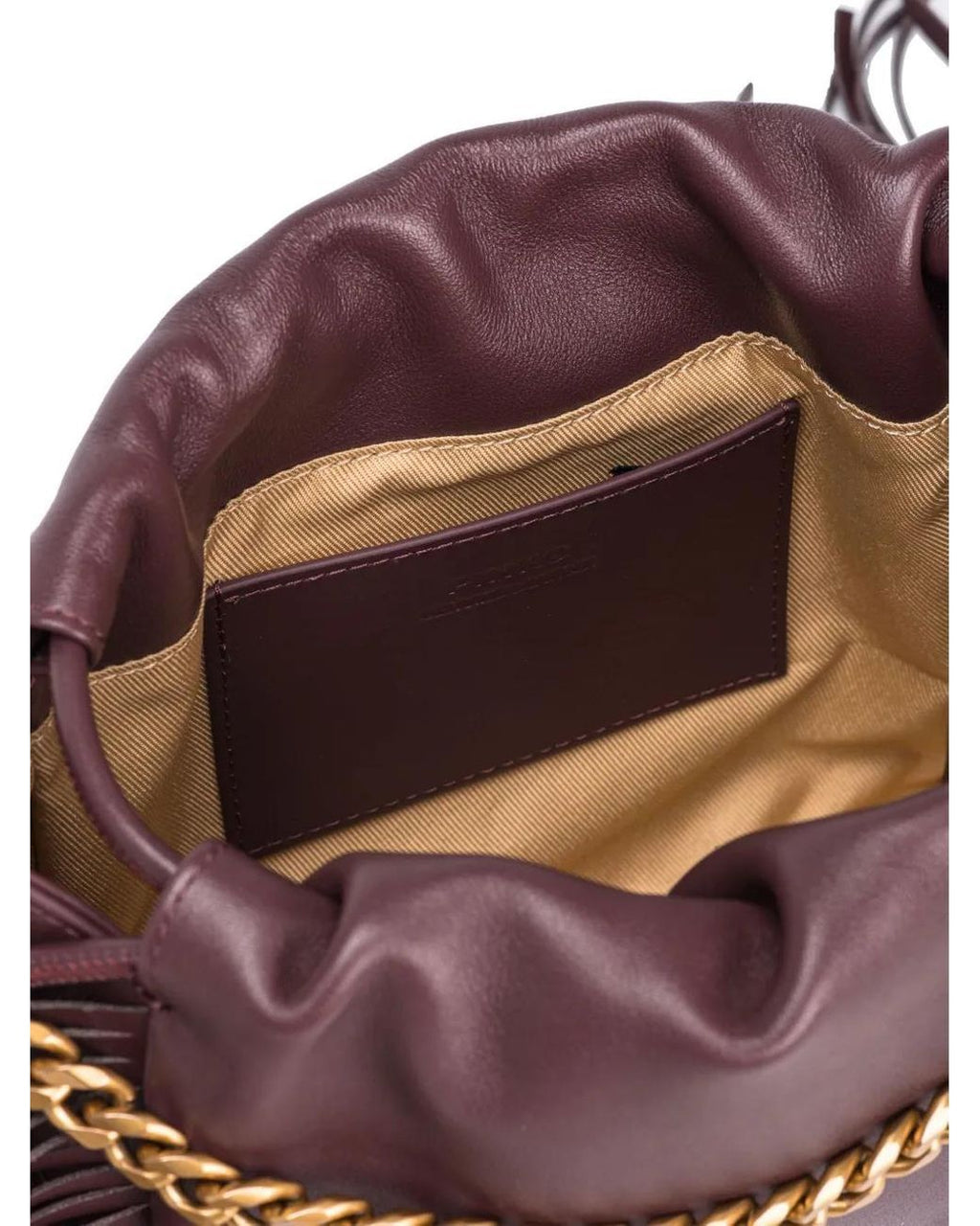 Cartera Pinko Bombonera con flecos Cuero burdeo