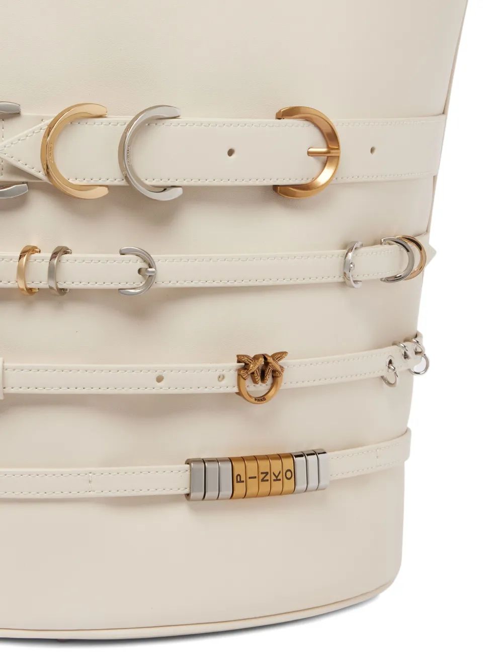 Cartera Pinko Capazo con diseño cinturones blanco