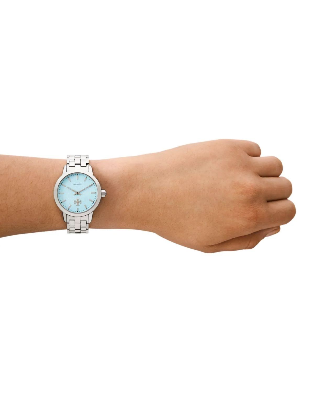 Reloj Tory Burch fondo celeste plateado