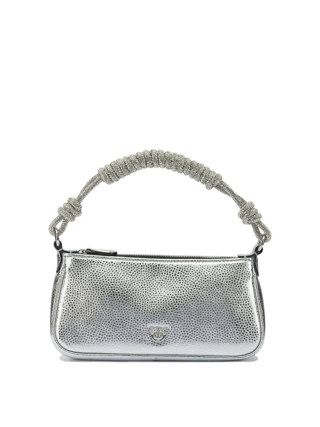 Cartera Pinko Half Moon horizontal plateada Pinko