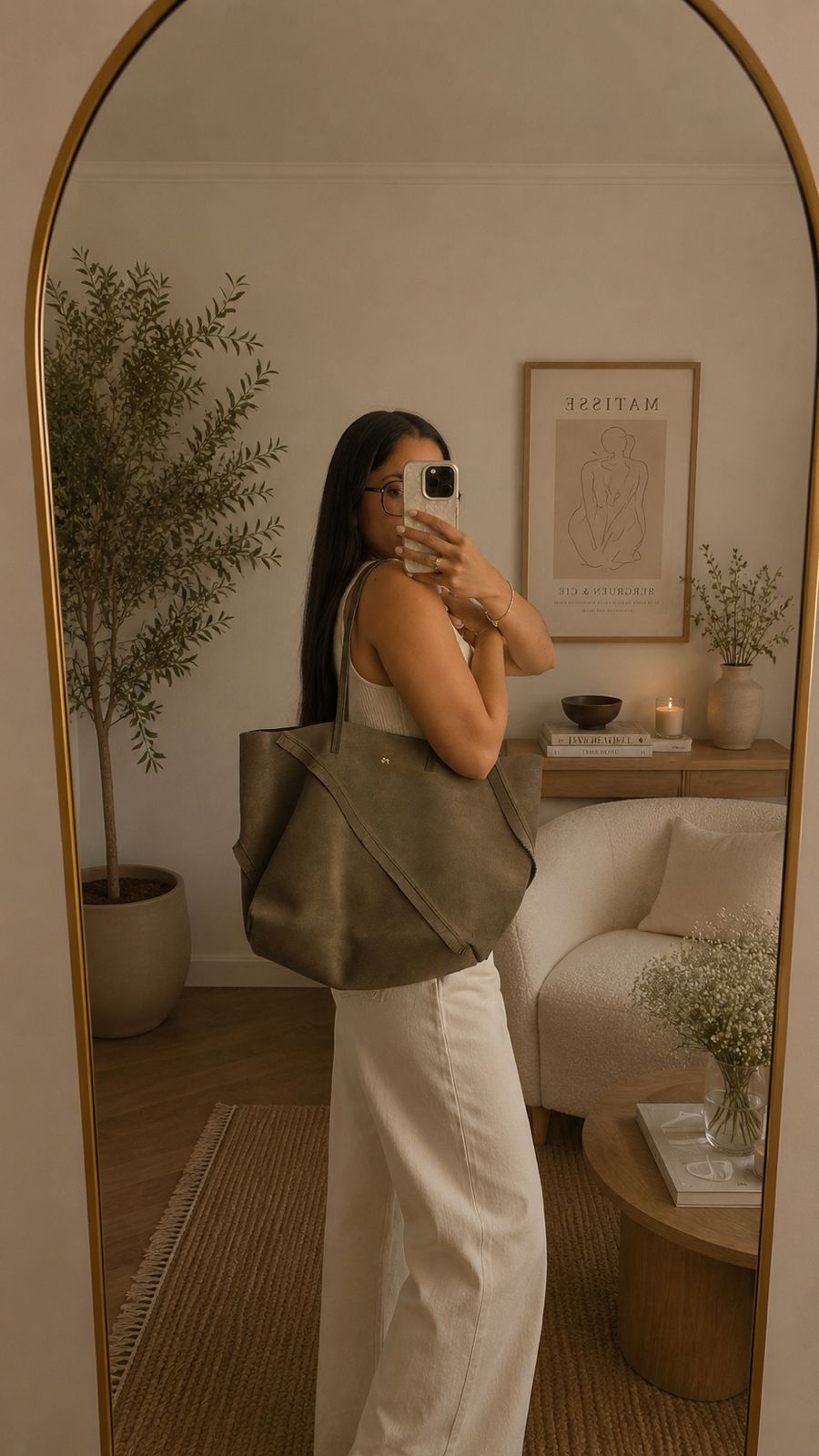 Bolso Purificación García Cuero verde olivo