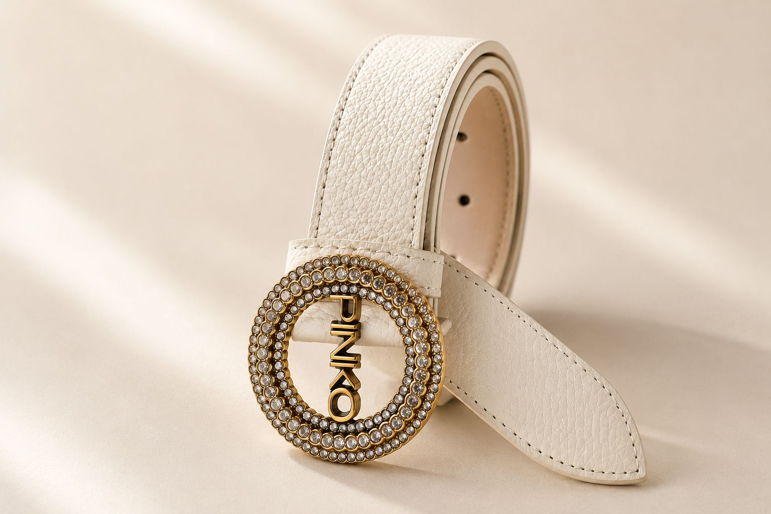Cinturon Pinko delgado hebilla circones Beige