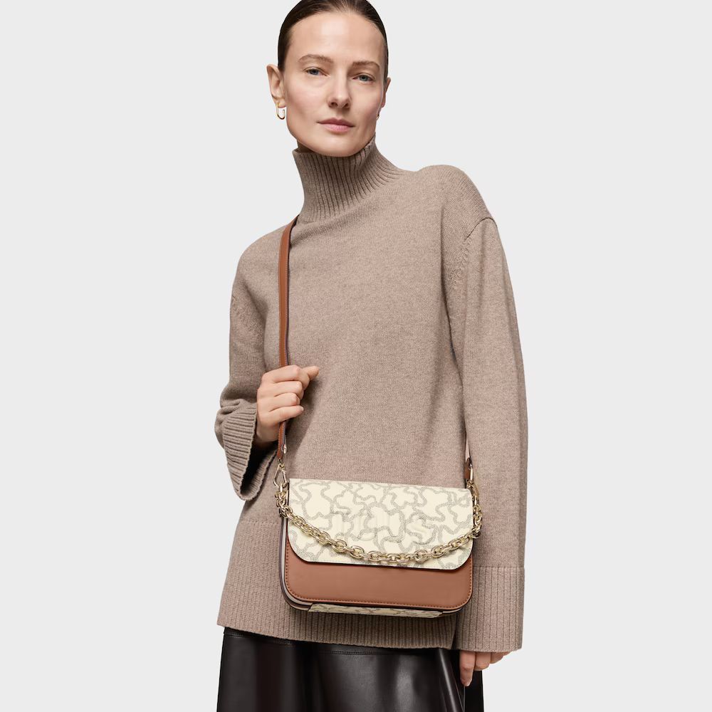 Cartera Tous Bandolera mediana chain camel y beige
