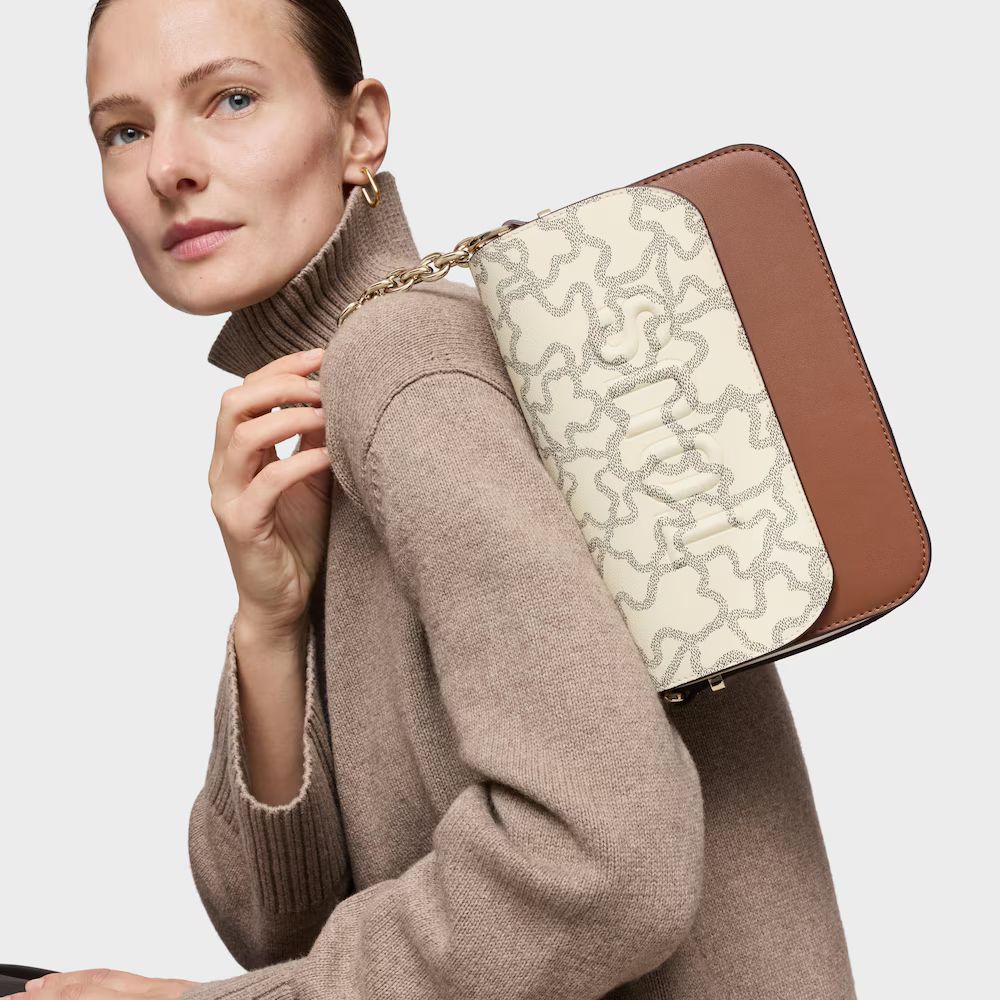 Cartera Tous Bandolera mediana chain camel y beige