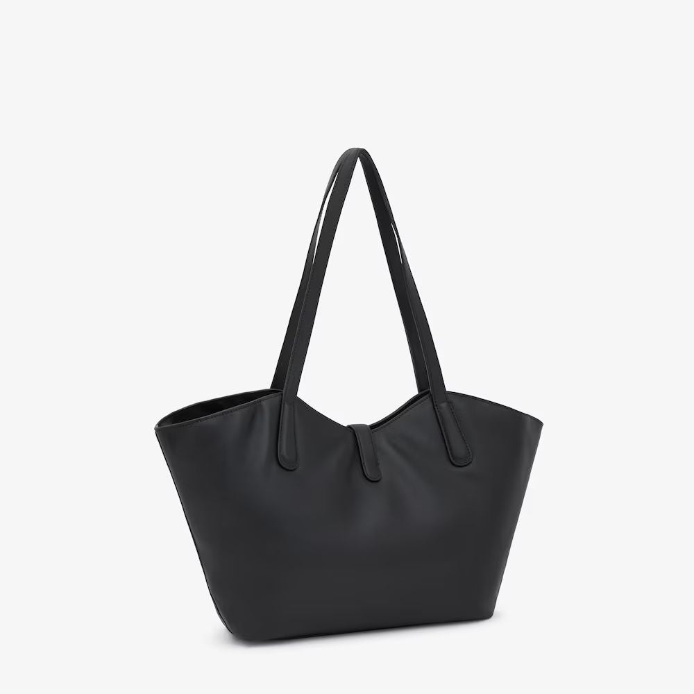 Cartera Tous Capazo mediano de piel beige manifiesto cuero negro