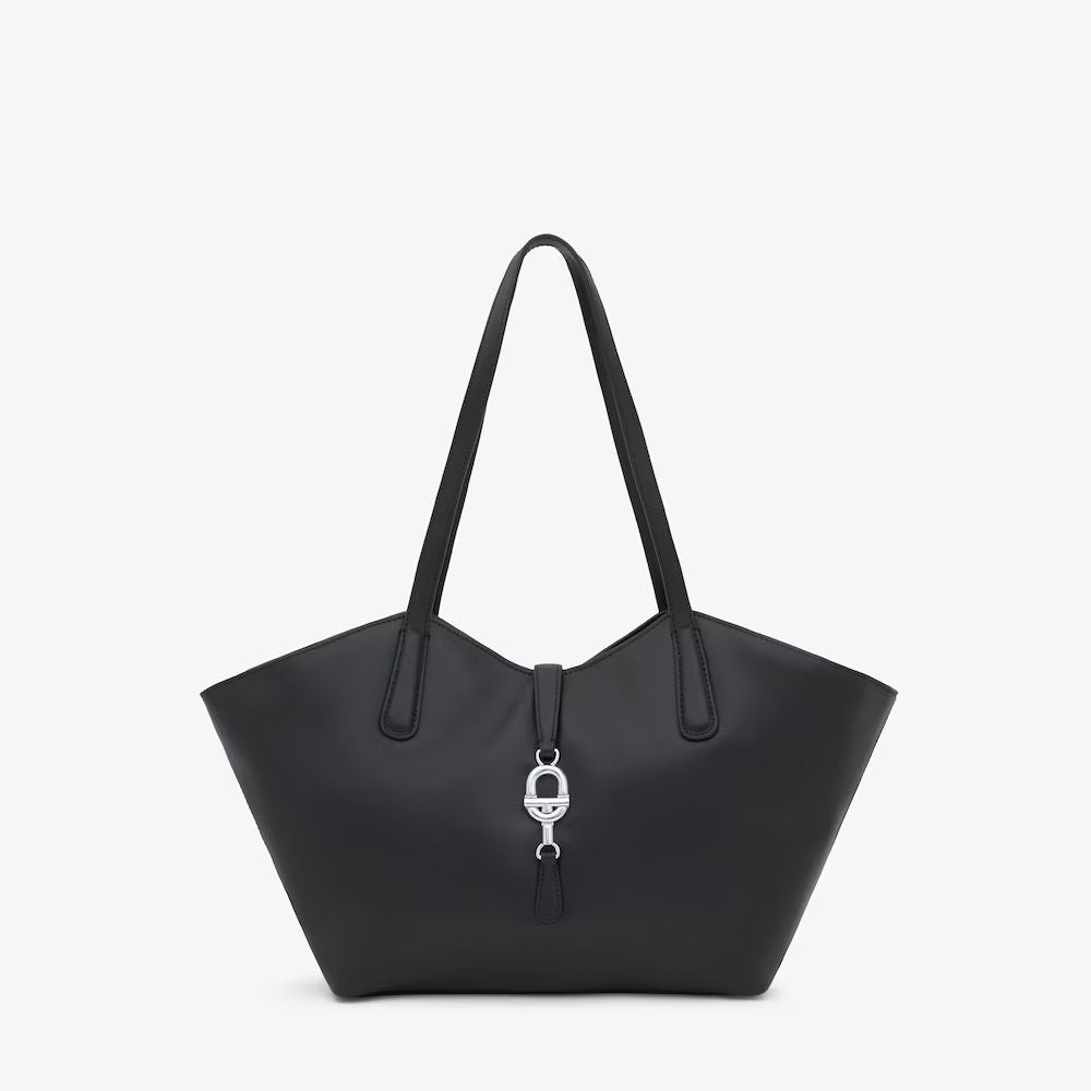 Cartera Tous Capazo mediano de piel beige manifiesto cuero negro