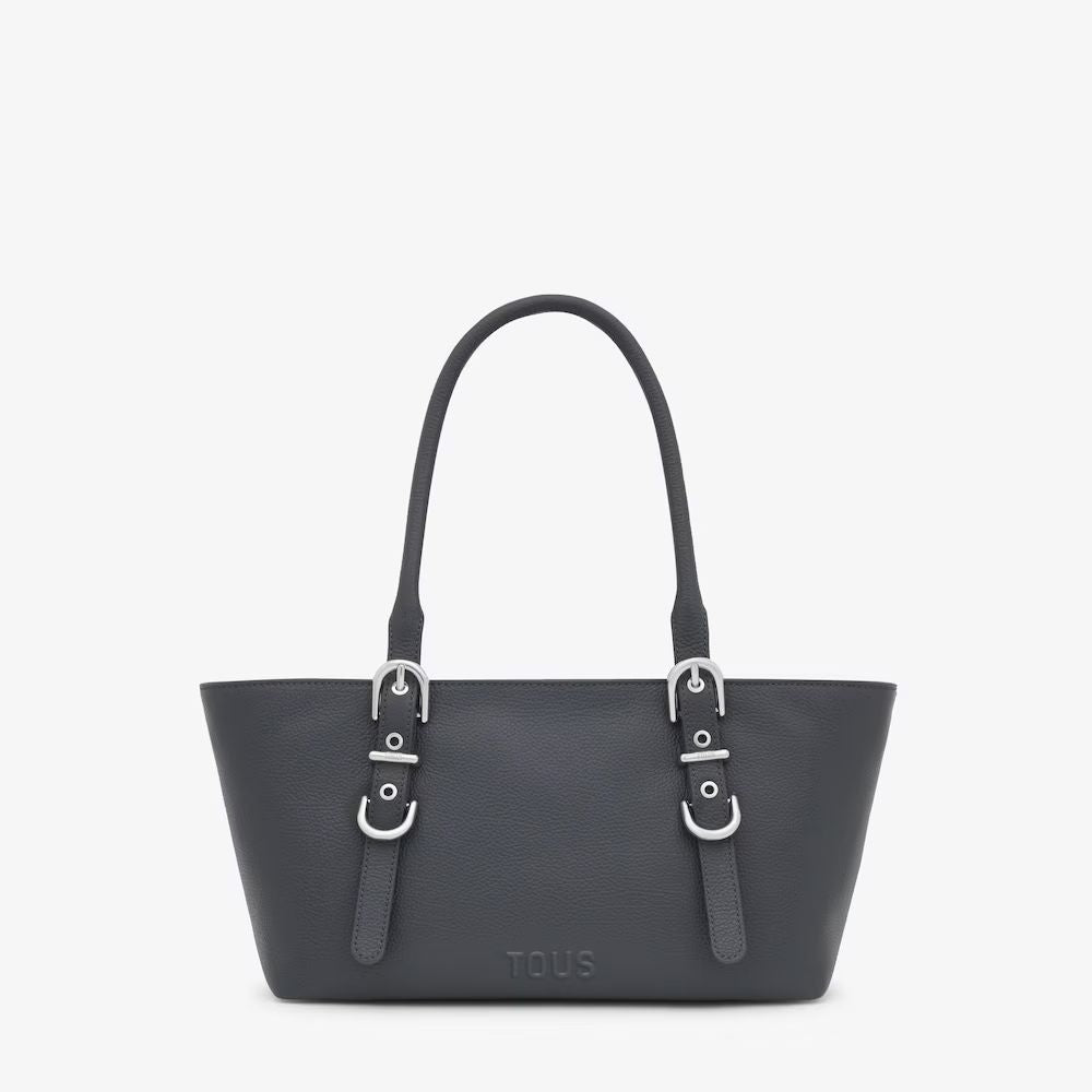 Cartera Tous Capazo mediano de piel grande tous buckles unica gris