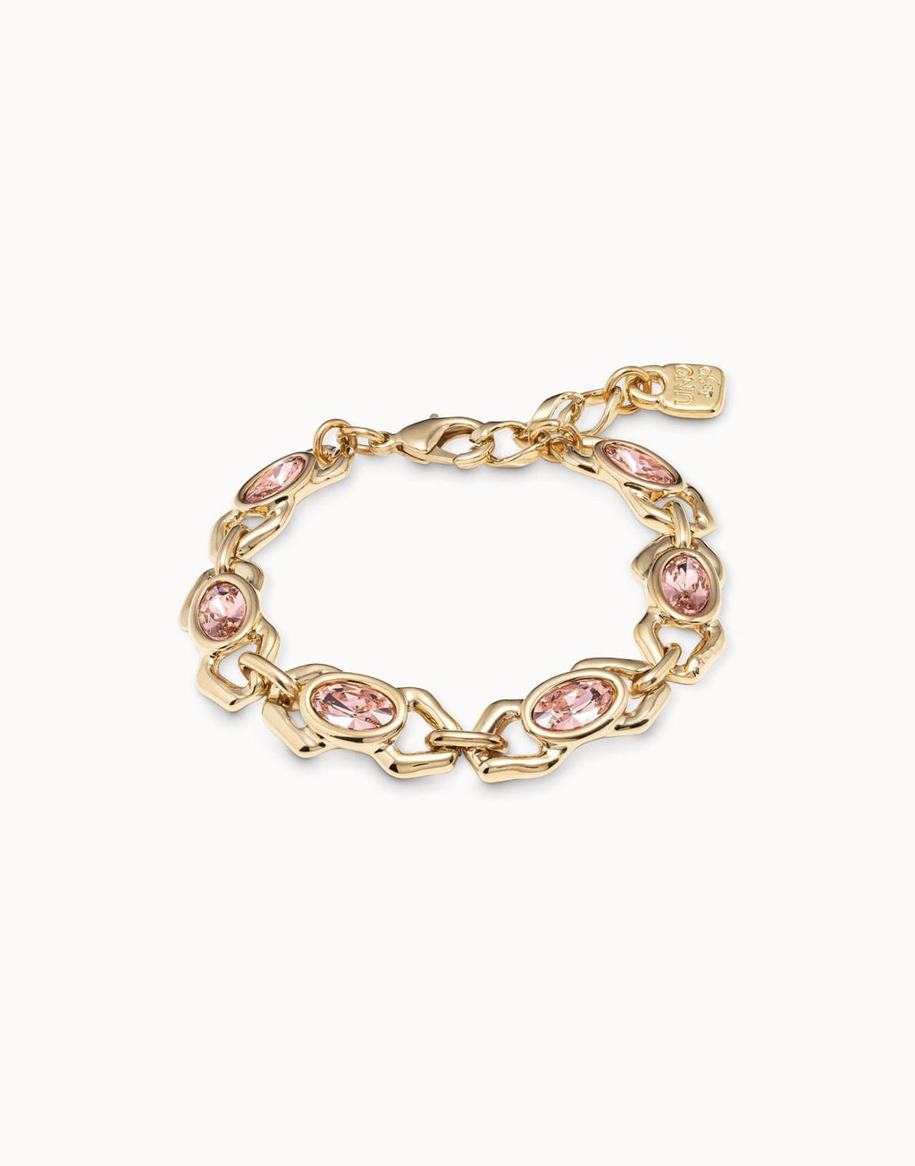 Pulsera Uno de 50 The Queen Dorado Cristal Rosa