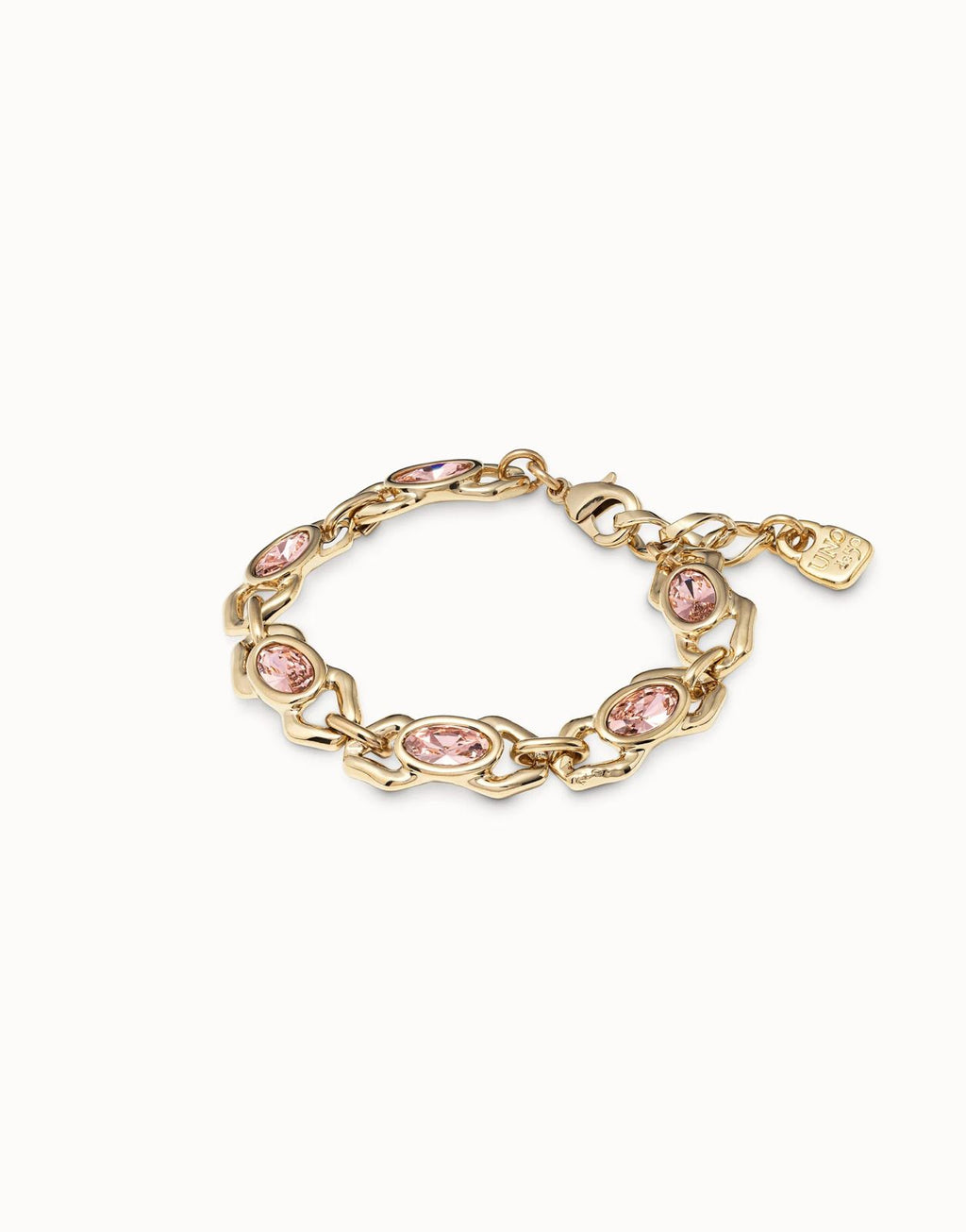 Pulsera Uno de 50 The Queen Dorado Cristal Rosa
