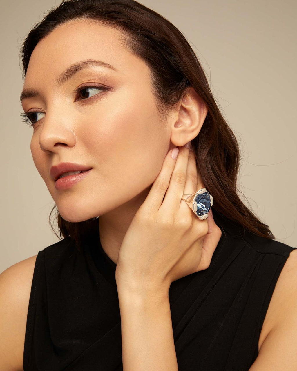 Anillo Uno de 50 Cristal Azul