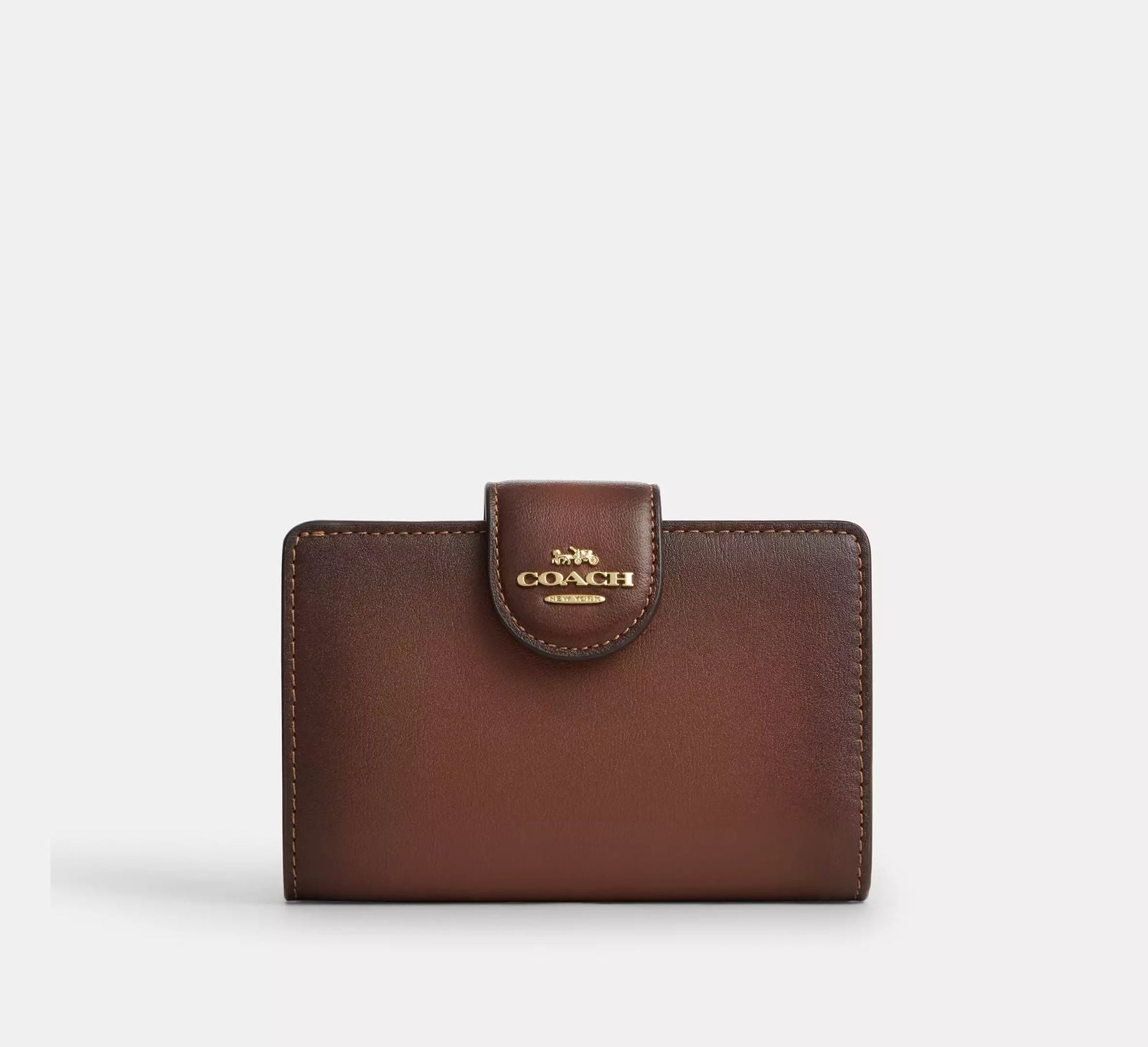 Billetera Coach Mediana Cafe Bordes Oscuros