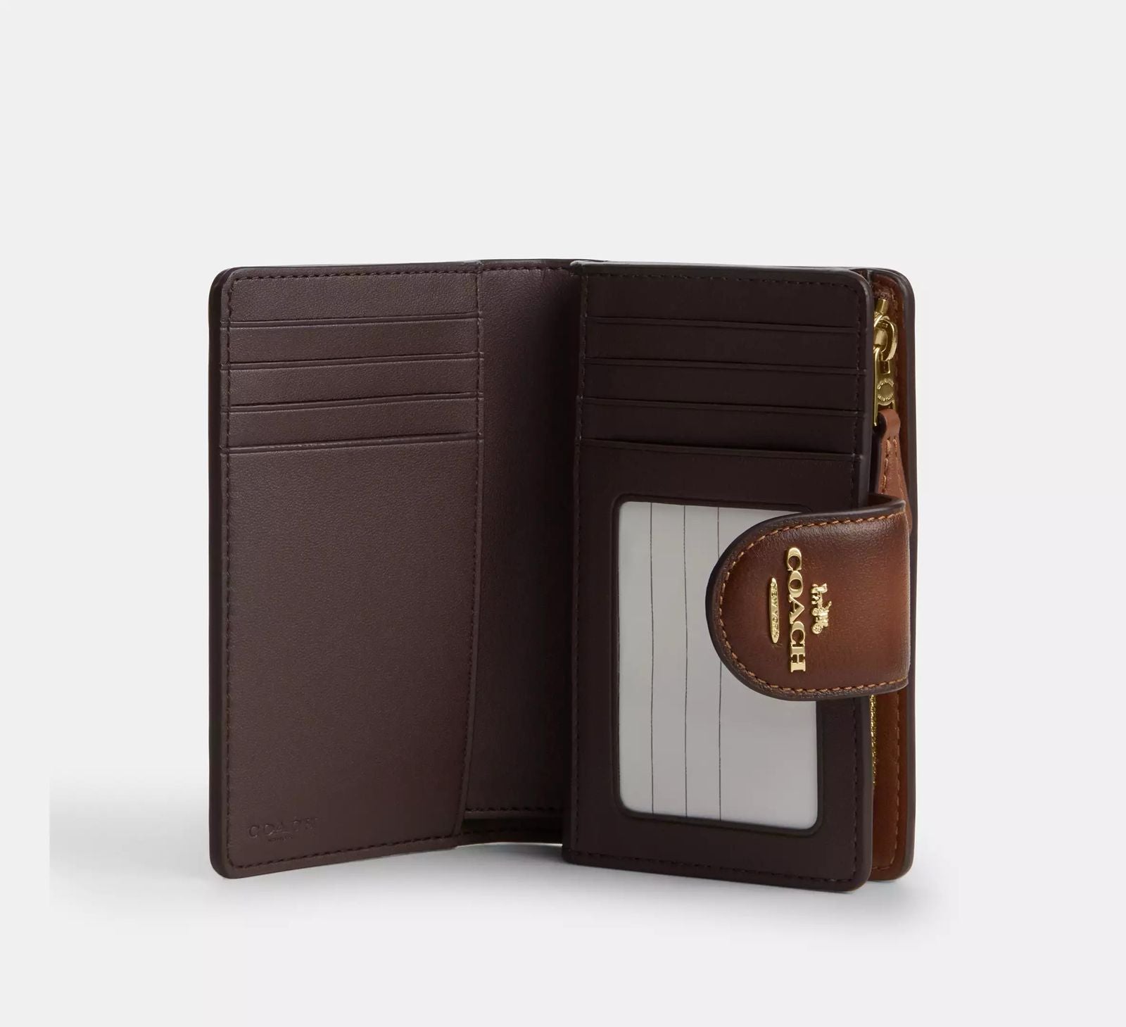 Billetera Coach Mediana Cafe Bordes Oscuros