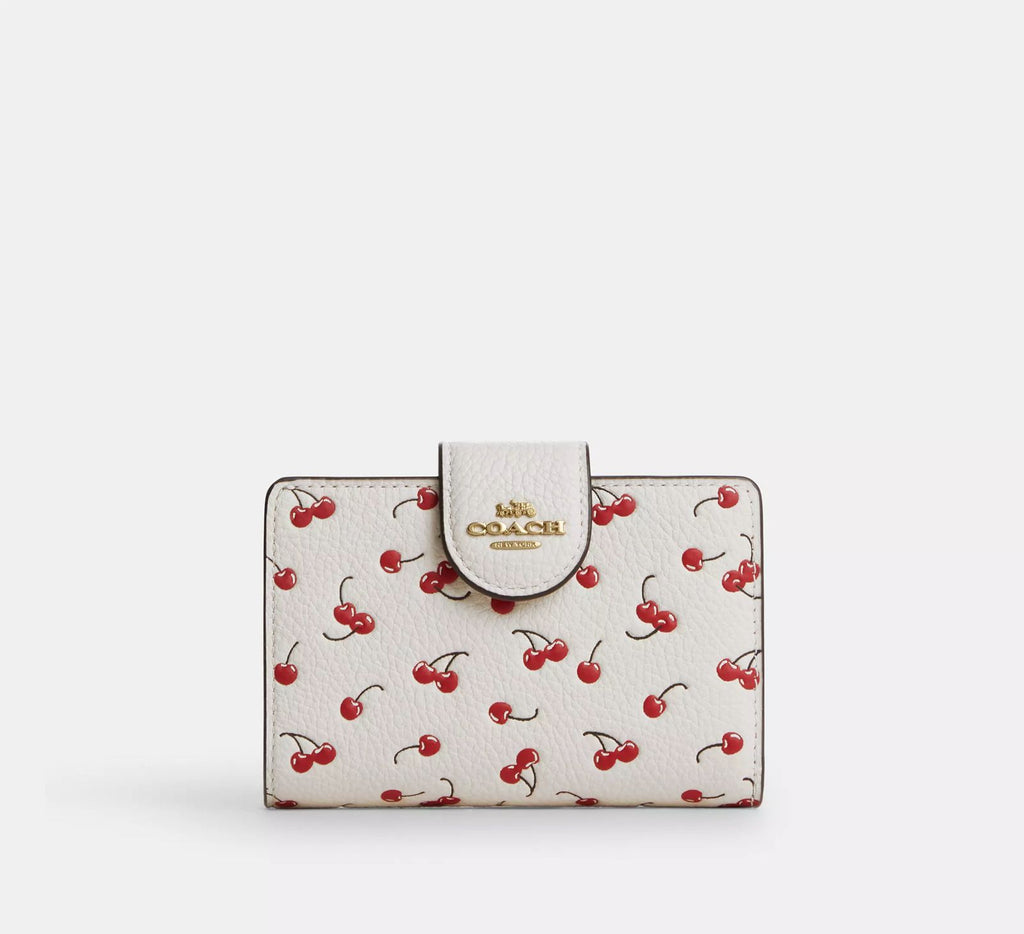 Billetera Coach Mediana Blanco guindas rojas