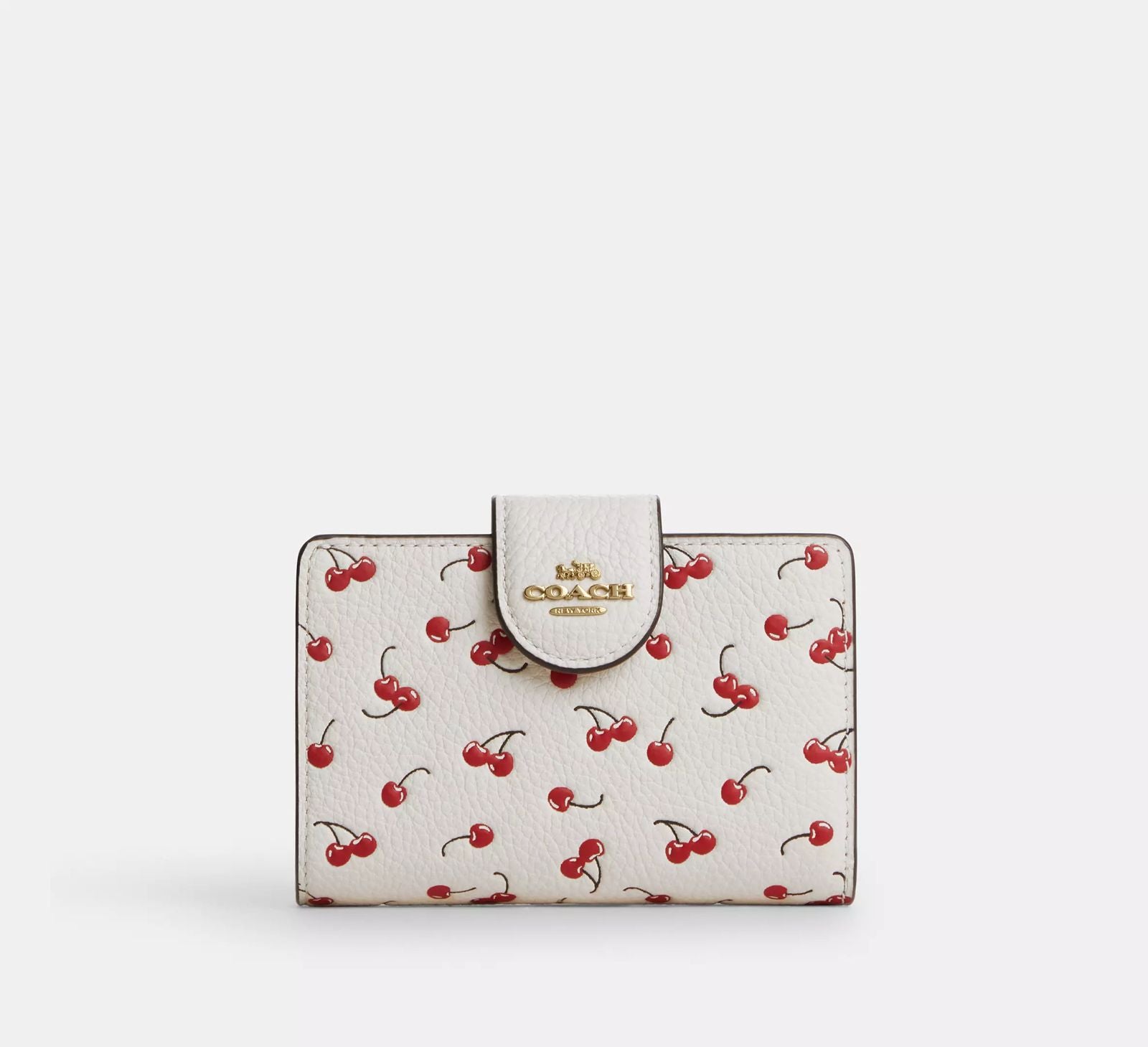Billetera Coach Mediana Blanco guindas rojas