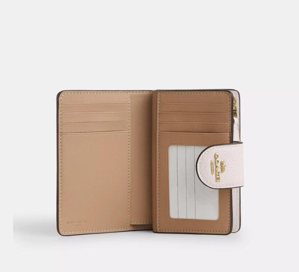 Billetera Coach Mediana Blanco guindas rojas