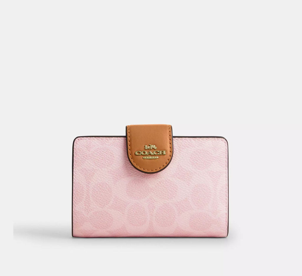 Billetera Coach Mediana monograma Rosa Broce camel