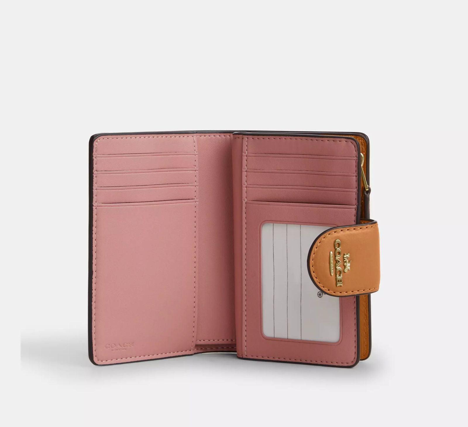 Billetera Coach Mediana monograma Rosa Broce camel