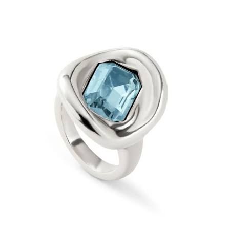 Anillo Uno de 50 Ser Valinte cristal  azul talla 15 UNOde50