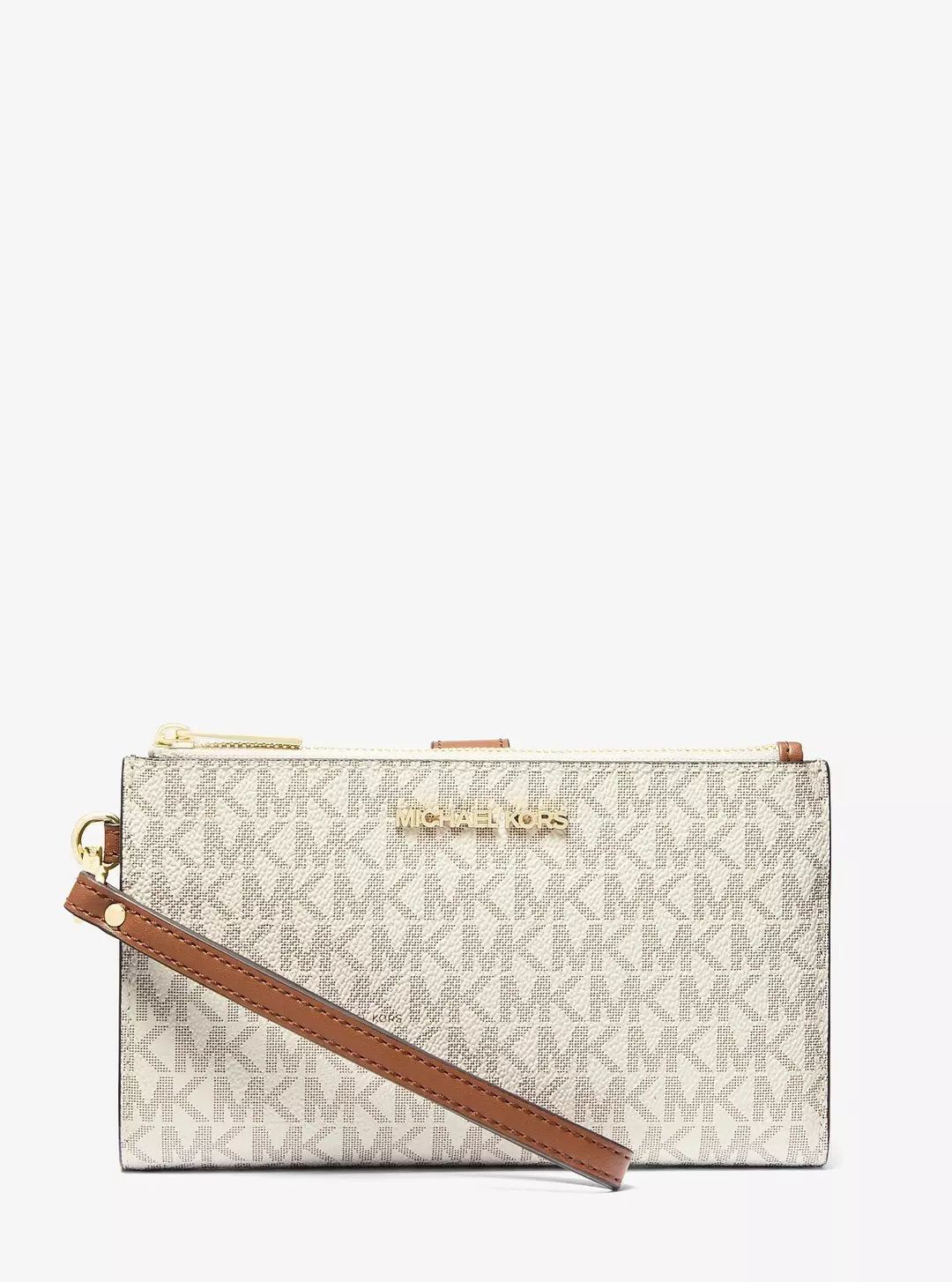 Billetera Michael Kors Jet Set doble cierre monograma vainilla Michael Kors
