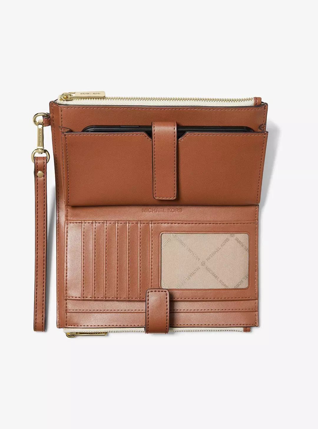 Billetera Michael Kors Jet Set doble cierre monograma vainilla Michael Kors