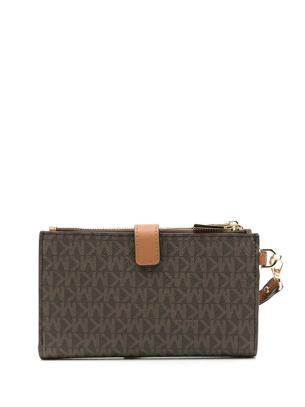 Billetera Michael Kors Jet Set doble cierre Monograma cafe Michael Kors
