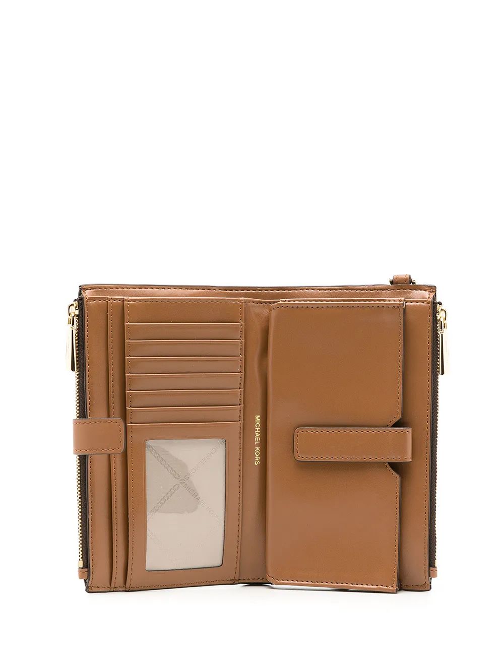 Billetera Michael Kors Jet Set doble cierre Monograma cafe Michael Kors