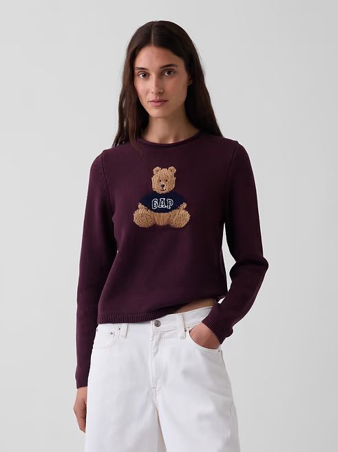 Sweater Gap Algodon Oso burdeo Gap