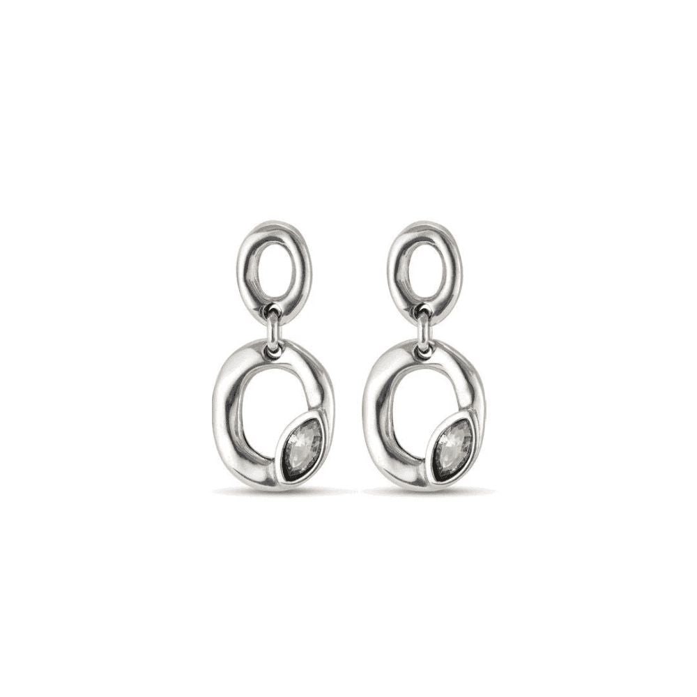 Aros Uno de 50 Together con forma de óvalo y cristal color gris claro