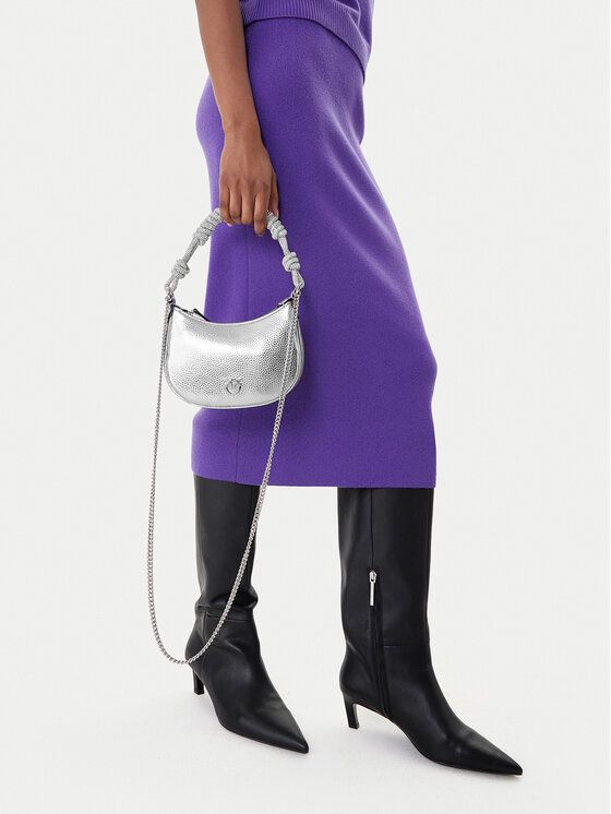 Cartera Pinko choulderbag cuero plateado