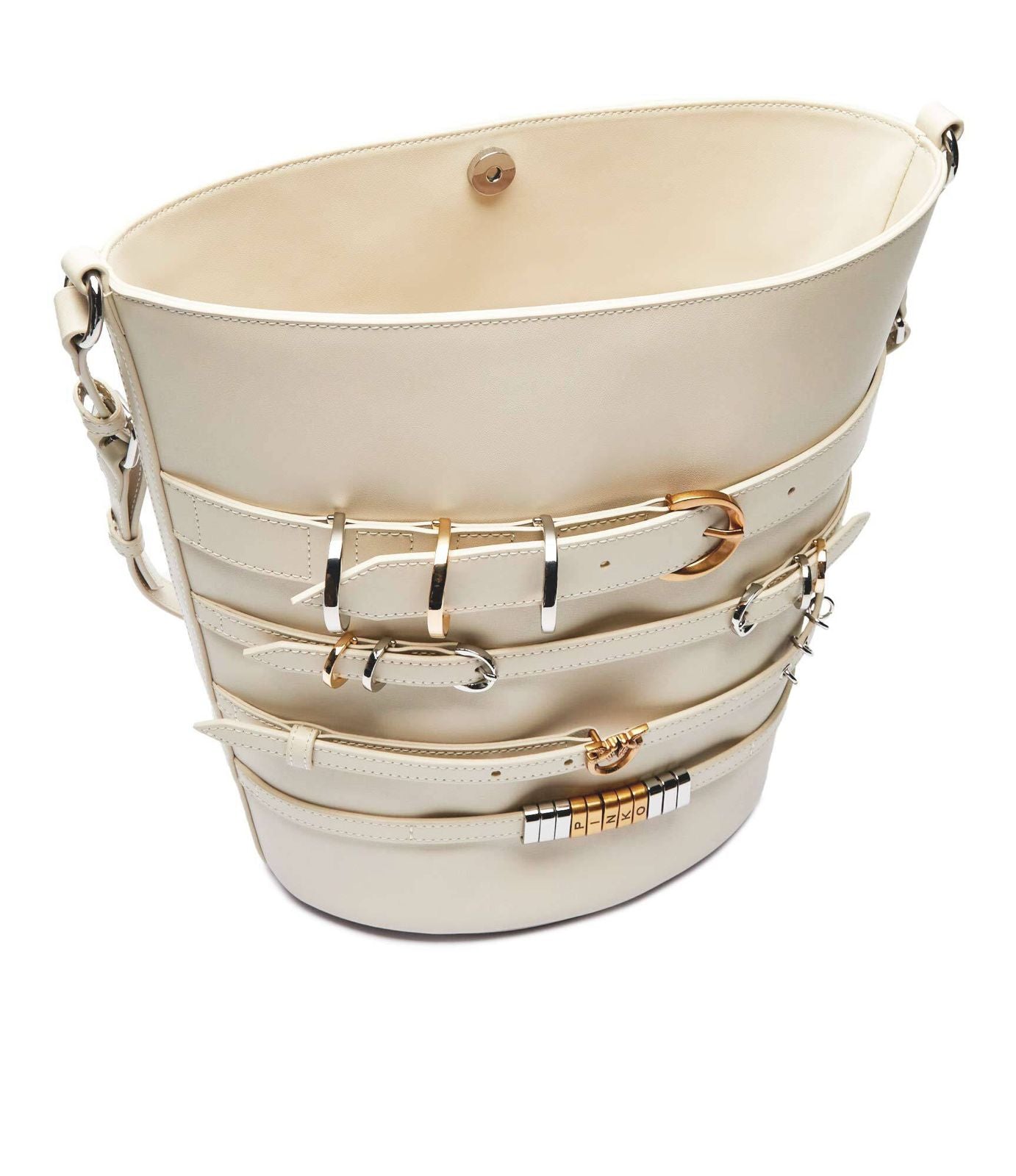Cartera Pinko Capazo con diseño cinturones blanco